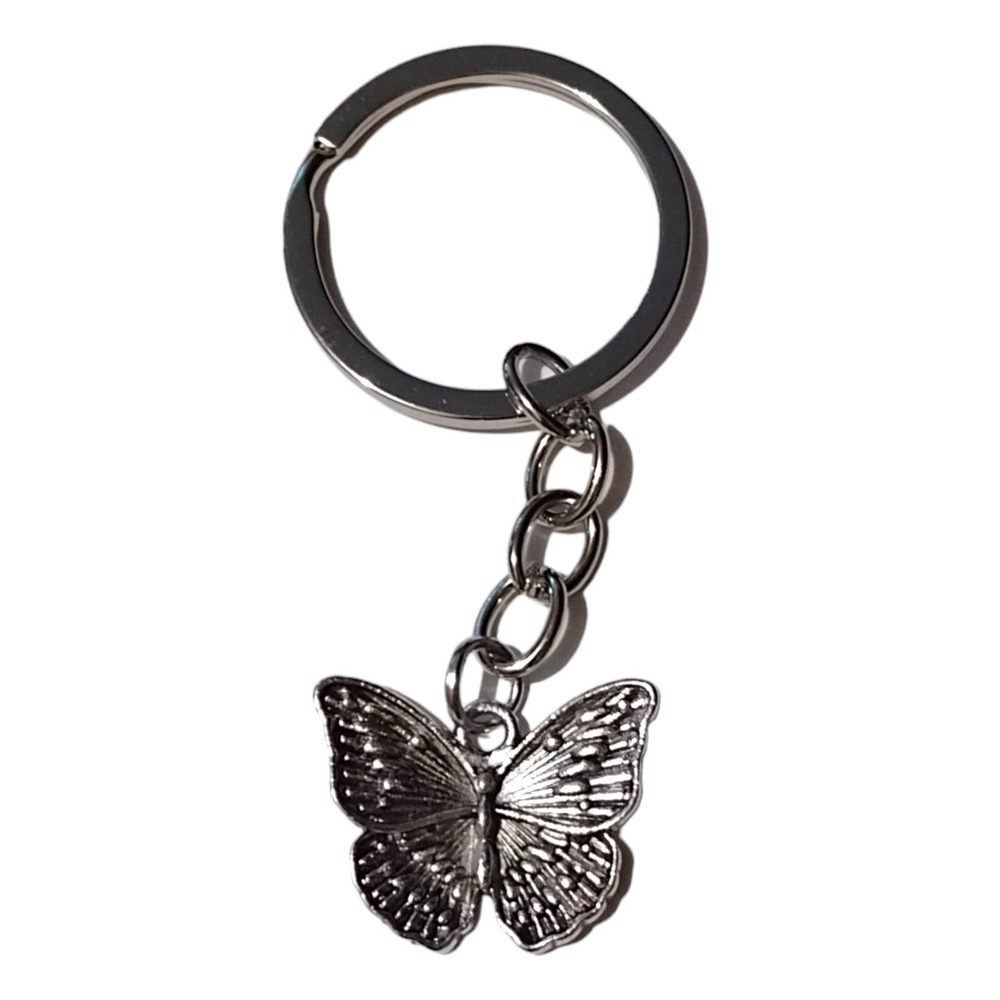SILVER Butterfly Keychain Keyring BUTTERFLIES Link Butterfly Charm Pendant NEW